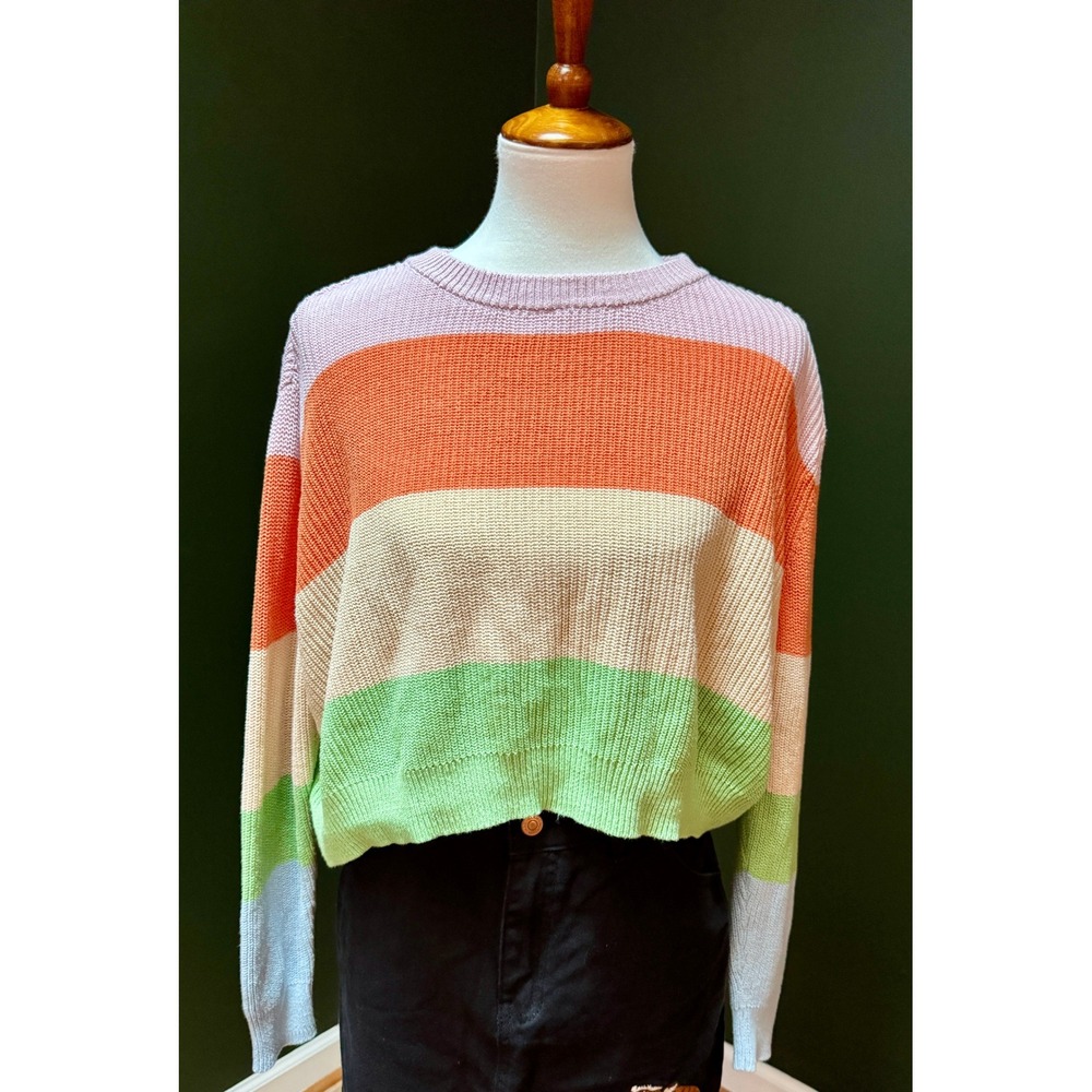 Cotton On Pastel Striped Oversized Knit Sweater Women's Size S